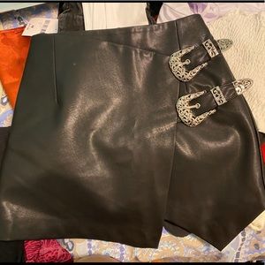Leather mini skirt